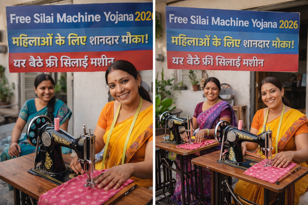 Free Silai Machine Yojana 2026 योजना में लाभार्थी महिलाओं को फ्री सिलाई मशीन वितरण और प्रशिक्षण का दृश्य