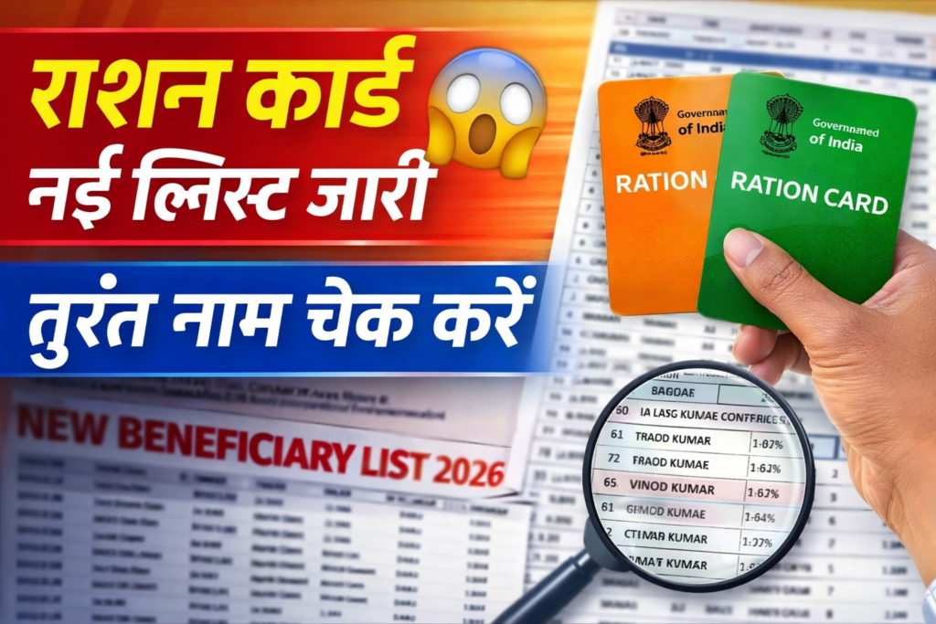 Ration Card New List 2026 जारी – लाभार्थी अपना नाम ऑनलाइन चेक करते हुए